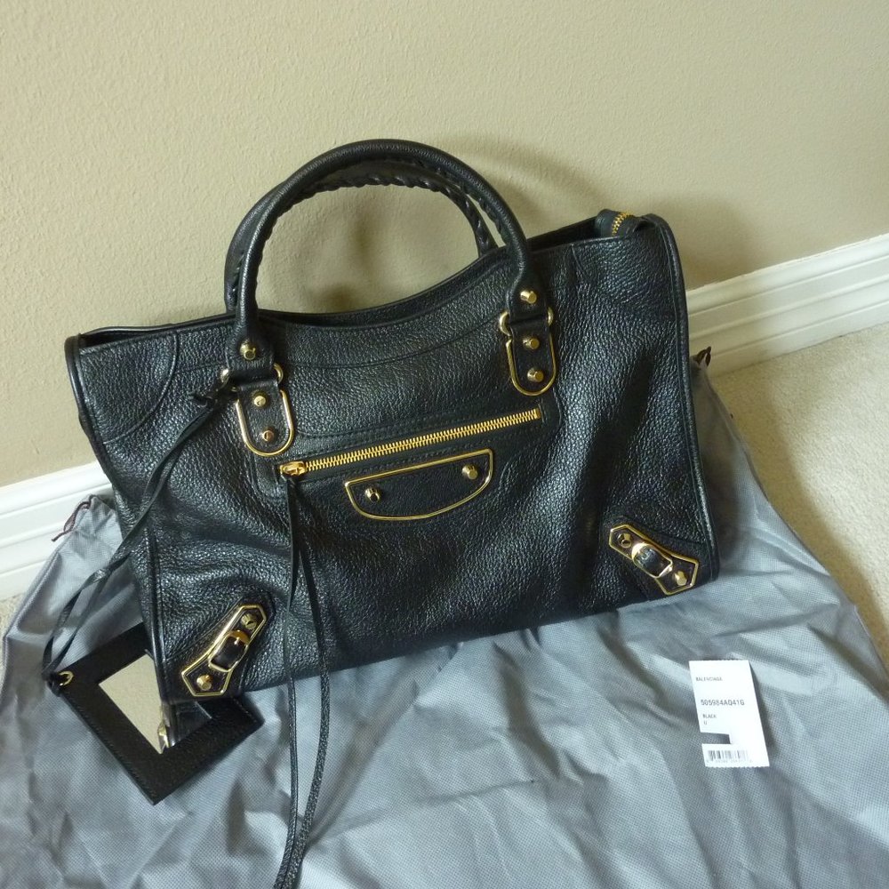 Balenciaga 'City' Metal-Trim Leather Satchel Bag